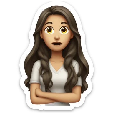 a long hair brunette girl doing shhh sticker
