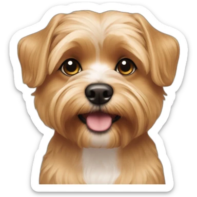 underbite beige shorkie dog halfbody shot sticker