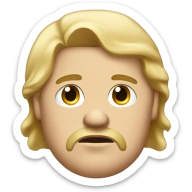 homeless fat man with blond hair sad sticker