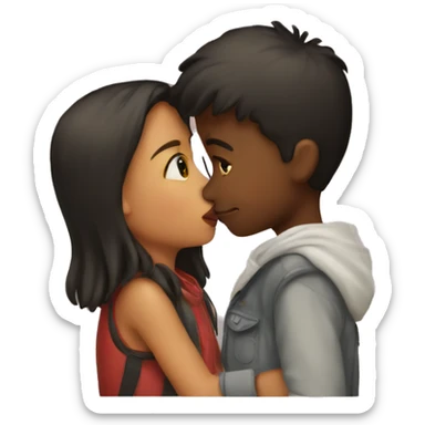 One girl kissing a boy  sticker