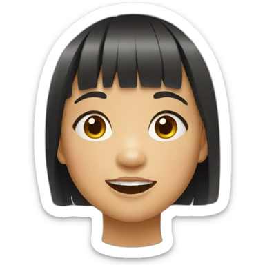 Filipino child girl with short hair fringe slim lost on front tooth sticker