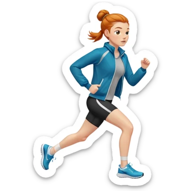 Ginger girl jogging with jacket middle part slick back bun sticker