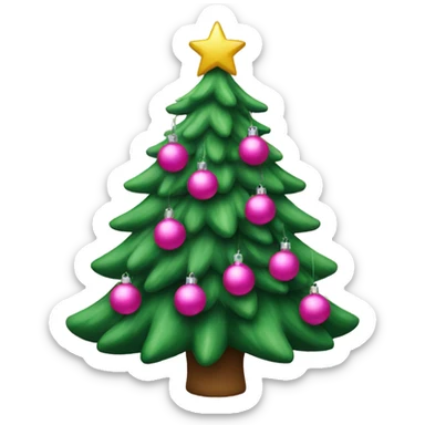 A Christmas tree with pink ornaments  sticker