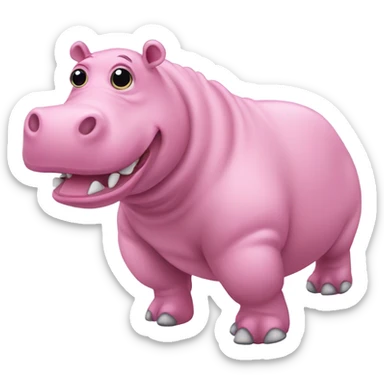 Flying pink hippopotamus with long legs sticker