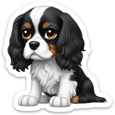 Cavalier King Charles noir et blanc qui sourit sticker