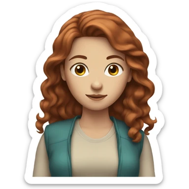 Woman with reddish brown hair and blue-green eyes sticker
