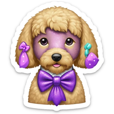 Cachorro com gravata roxa com glitter sticker