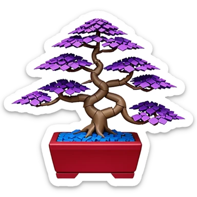 Bonsai Lego fine-leaf group crimson purple and cream blue forest planting origami  sticker