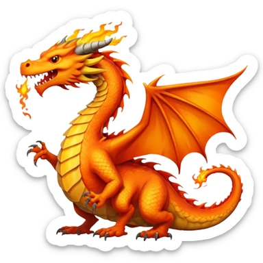 Fire dragon breathing fire, simplified google facebook artstyle sticker