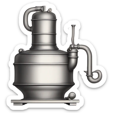 Traditional rectangular shape with rounded shoulders. Short cylindrical neck with a cork or screw cap. Large, rectangular with rounded corners. "Elixir d'Anvers" in elegant letters at the top. Illustration of a distillation kettle below the name.
 sticker