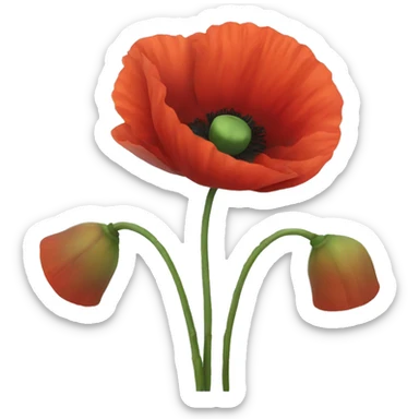 red poppies with stems sticker