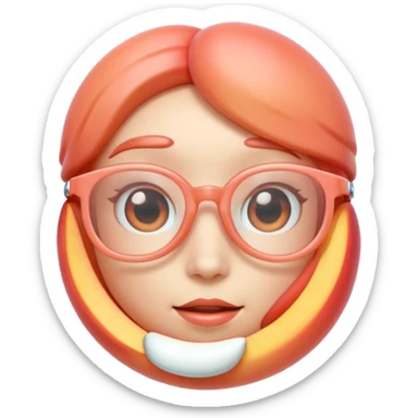 A 3D cartoon transparent peach-coral spectacle with subtle shine and curved frame edges, isolated on soft plain background, Memoji-style. sticker