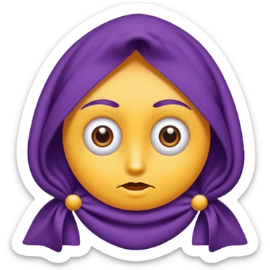 Hazme un emoji de una toalla morada con ojos de Cari con ojos de caricatura con boca sticker