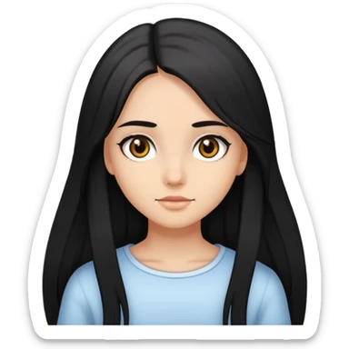 Girl with hair black largue and eyes brown, skin normal and pretty sticker