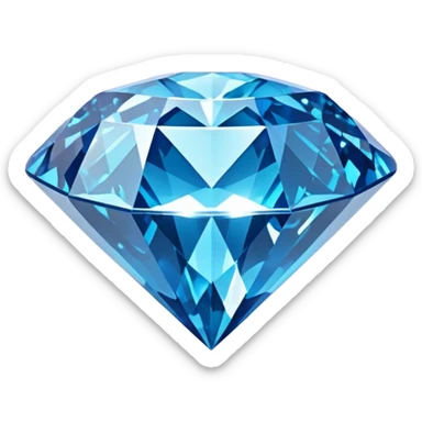 A sparkling blue diamond with a perfect cut, floating in the air. It is surrounded by a light magical glow. A symbol of value and uniqueness. sticker
