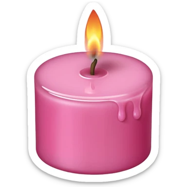 Draw a pink candle with a flame that can be used on a romantic dinner table, camera isometric sticker