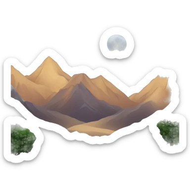 Mountains with a road and a night sky sticker