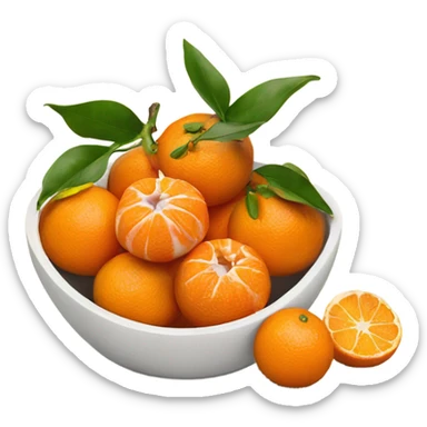 tangerines with pealed tangerines on a bowl  sticker