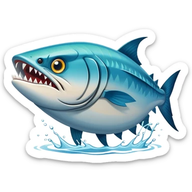 An angry barracuda swims swiftly through the water, its sharp teeth bared and ready for action sticker