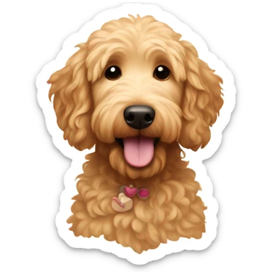 Golden doodle with hearts sticker