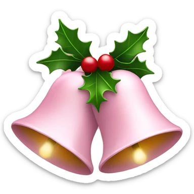 Light pink Christmas bells with Holly sticker