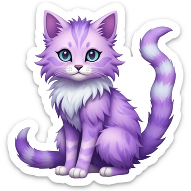 Kawaii dark edgy fantasy pastel ethereal feline-vernid-fursona animal creature with a tufted tail full body sticker