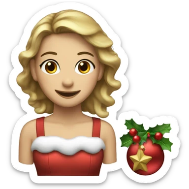 Pretty Christmas emoji with the word "EM'S" sticker