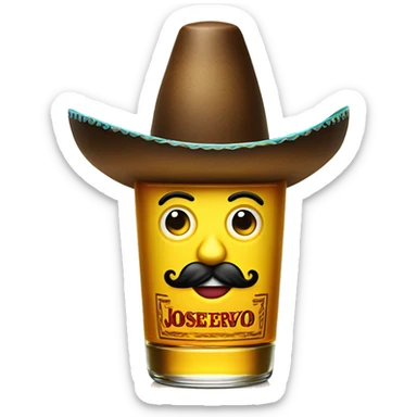 very happy Jose Cuervo tequila bottle with sombrero and thick mustaches  sticker