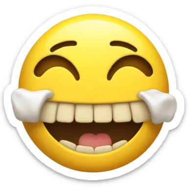 Smiling emoji with yellow bone in its mouth  sticker