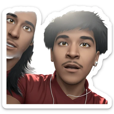 boy with black hair and earphones sticker