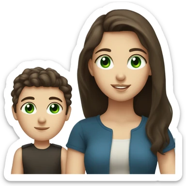 brunette, green eyed girl with brunette, blue-eyed boy sticker
