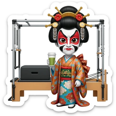 Kabuki made a point matcha coffee is in a reformer furry labubu machine Pilates ritm sticker