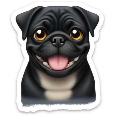 Black pug smile  sticker