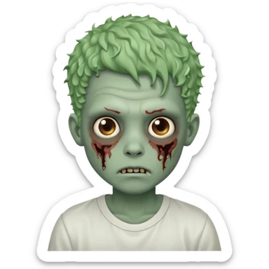 zombie boy with curly fade hair and white shirt emoji sticker