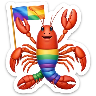 Gay lobster with pride flag happy sticker