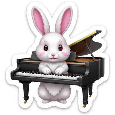 rabbit playing piano sticker