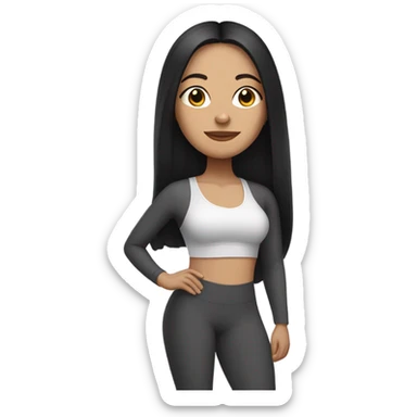 lightskin latin woman with straight long black hair wearing a yoga outfit  sticker