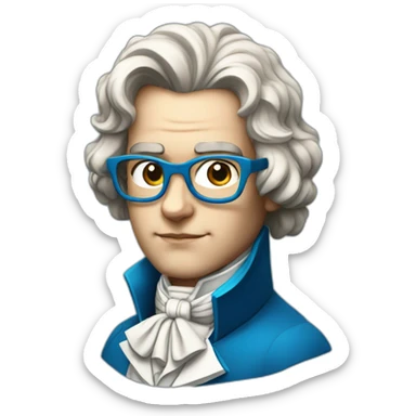 closeup of a young beethoven with blue glasses sticker