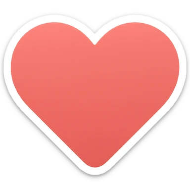 minimalist flat design icon of a heart, vector style, centered on a plain background, clean lines, smooth gradients, modern color palette, suitable for app or UI design sticker