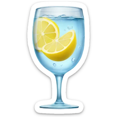 Glass with water and lemon sticker