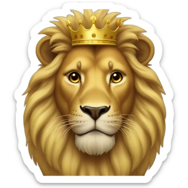 lion, brown face, yellow hair, with a golden crown sticker