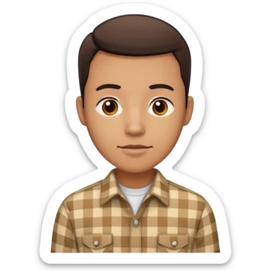 male in checkered shirt, not t shirt sticker