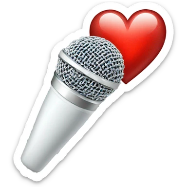 white sparkly microphone with red heart sticker
