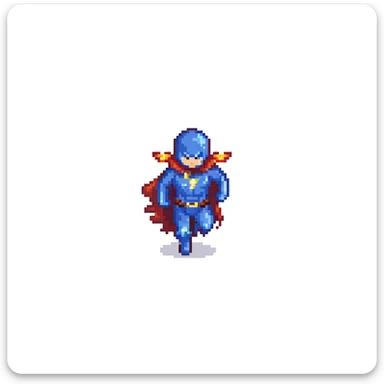 round superhuman icon with lightning speed, fast hero running sticker