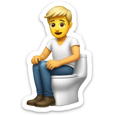 Man sitting on toilet sticker