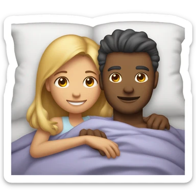 male and females cuddling in bed sticker