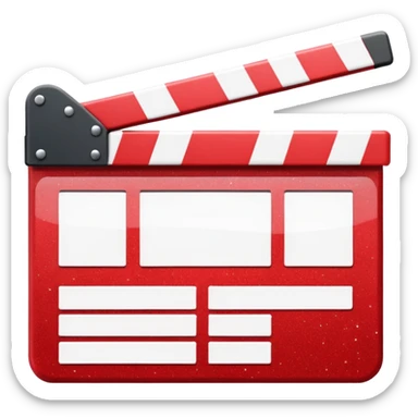red clapperboard used in filmmaking, cute and stylish design with glitter sticker