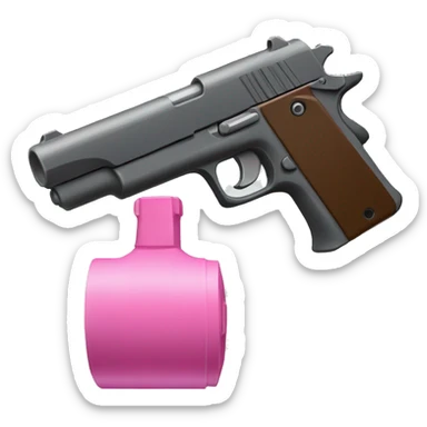 pink an dark gray gun with a perspective with the barrel looking away from the camera sticker