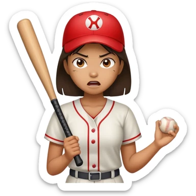 angry filipina girl holding baseball bat sticker