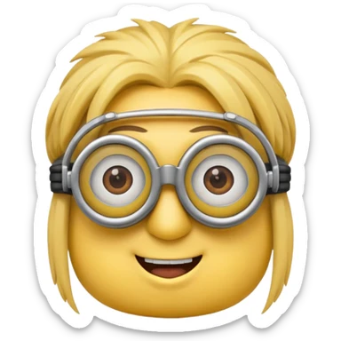Minion emoji with a round head like normal emojis and a smurk like this emoji but a minion so basically that emoji with the goggles and the hair and not a funny head shape 😏 sticker